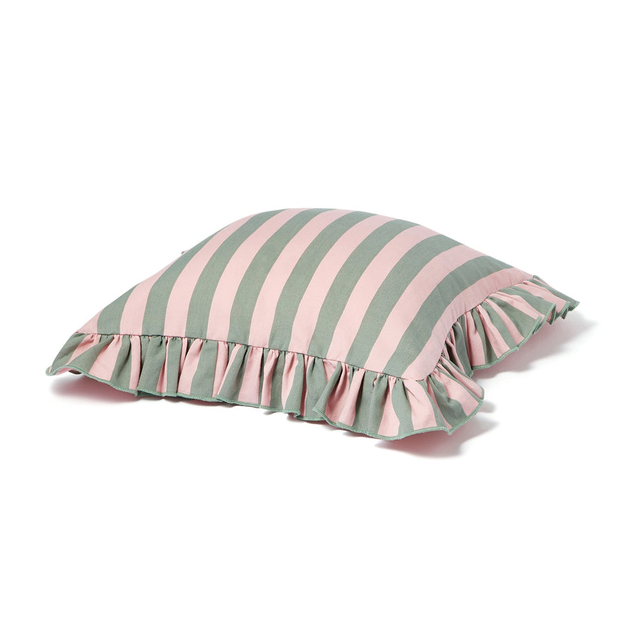 Frill stripe cushion cover 450 x 450 pink x green (B-153)