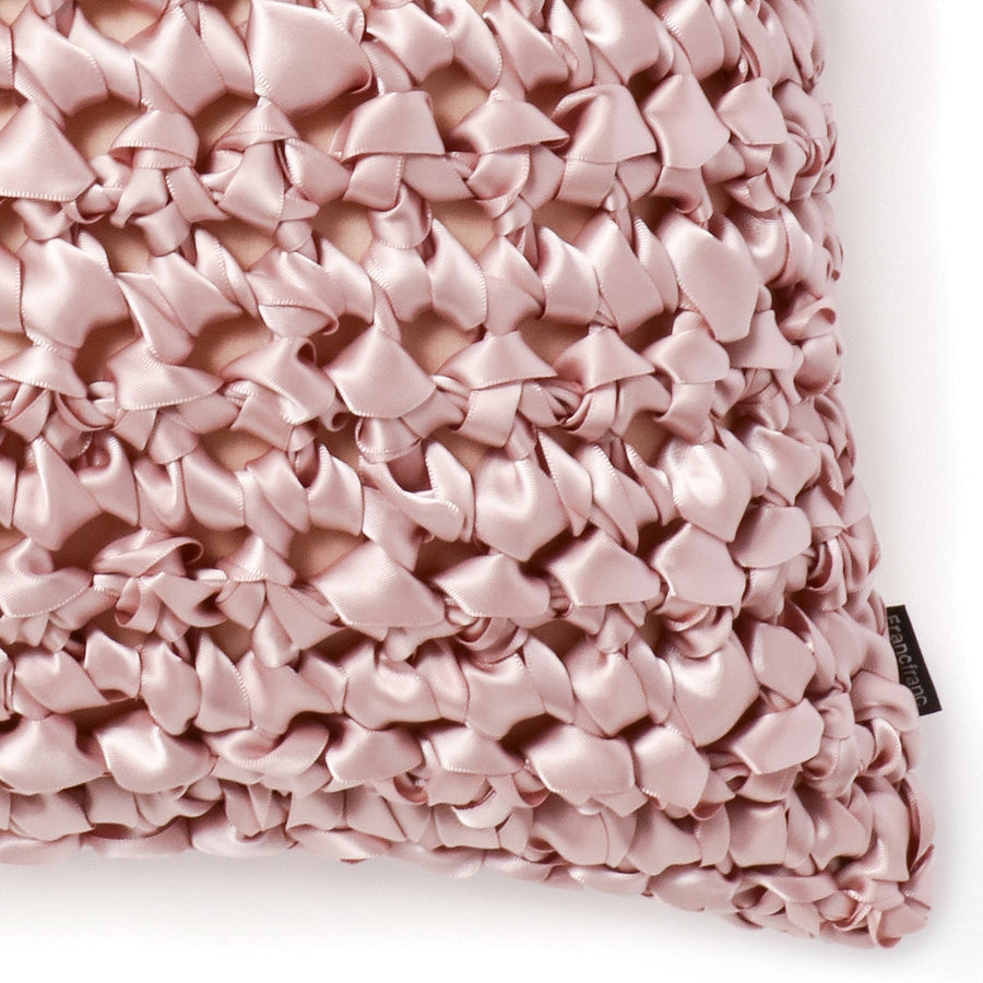 Ribbon Crochet Cushion Cover 450 x 450 Pink (151)