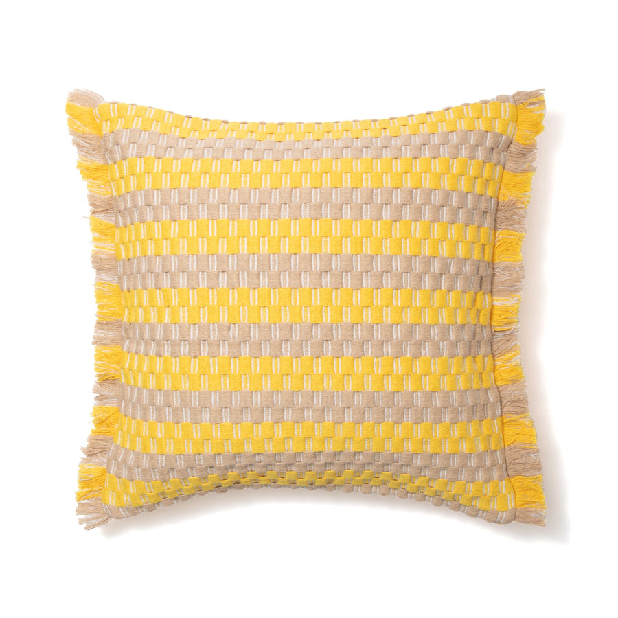 Border fringe cushion cover 450 x 450 yellow x beige (143)