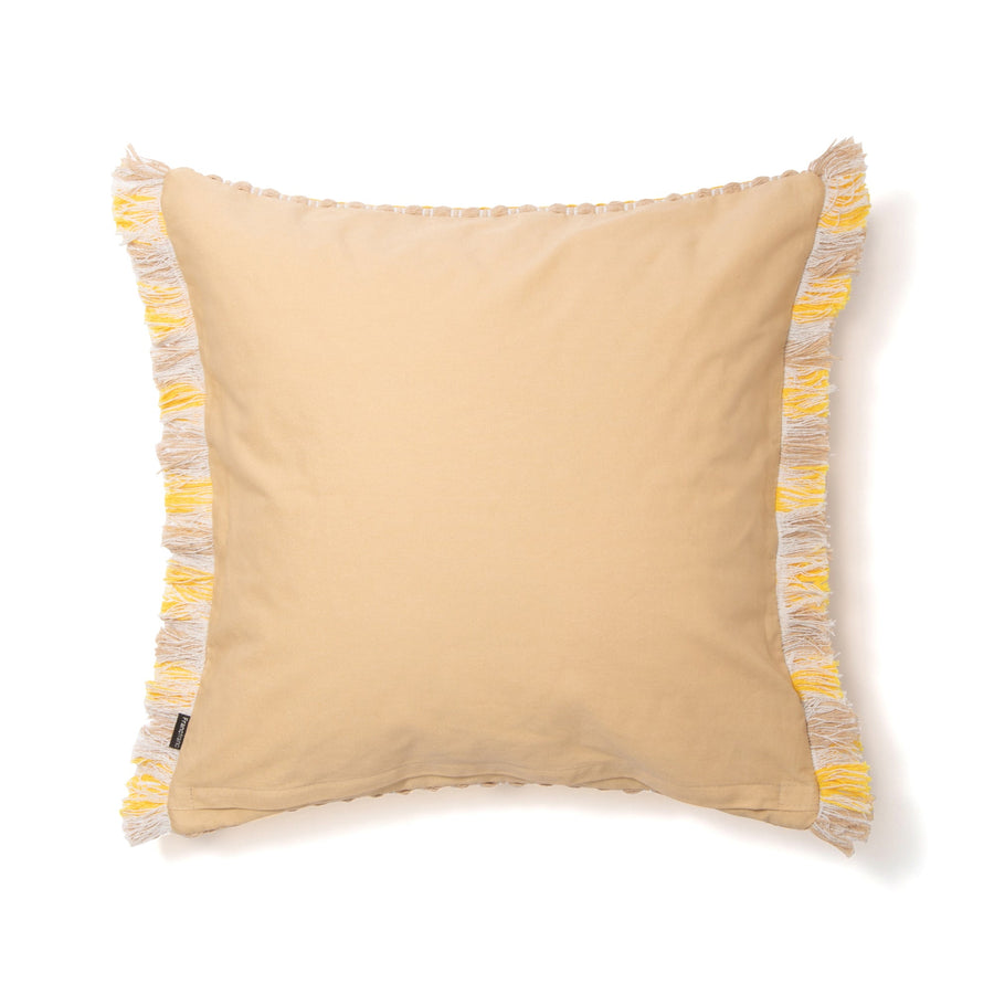 Border fringe cushion cover 450 x 450 yellow x beige (143)