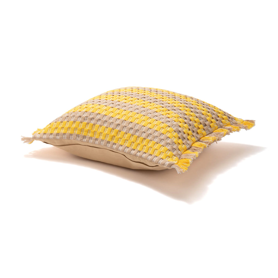 Border fringe cushion cover 450 x 450 yellow x beige (143)