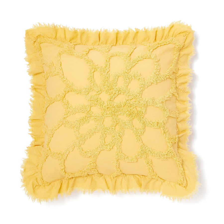 Flower tufted cushion cover 450 x 450 Yellow (A-013)