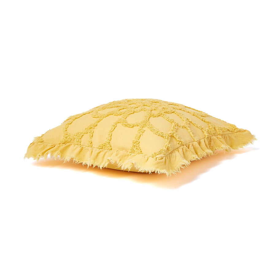 Flower tufted cushion cover 450 x 450 Yellow (A-013)