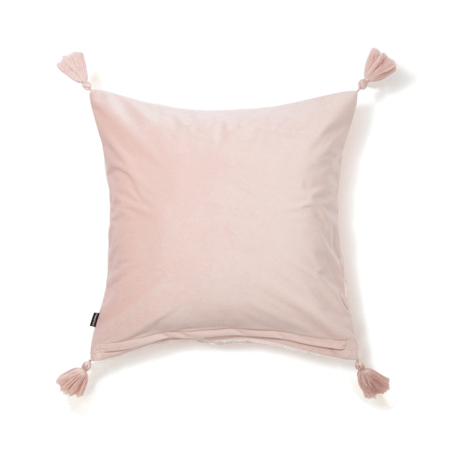 Velvet tassel cushion cover 450 x 450 pink (099)