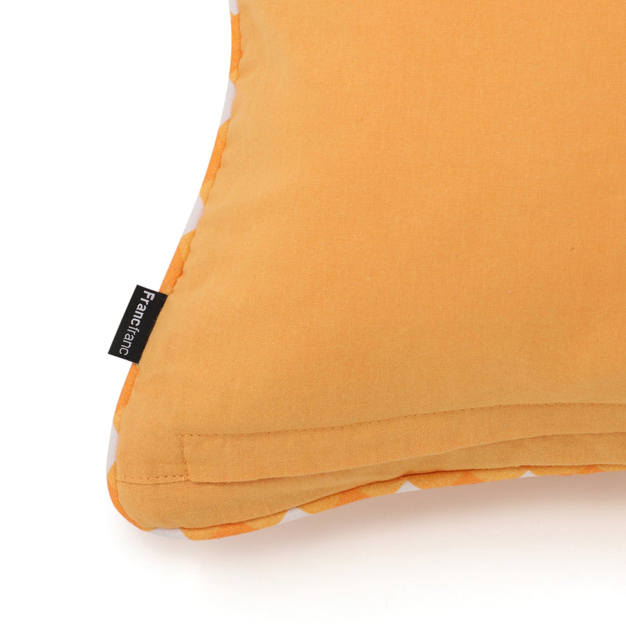 ギャザーチェック クッションカバー 450×450 オレンジ（042）