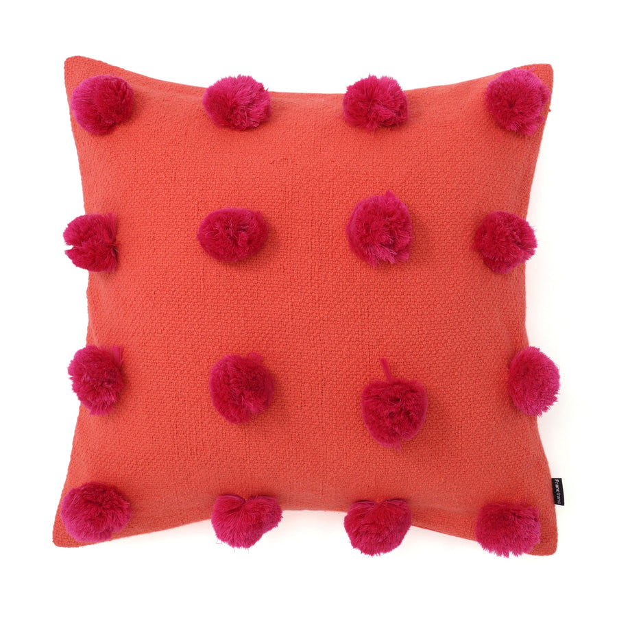 バイカラーポンポン クッションカバー 450×450 オレンジ×パープル（079）