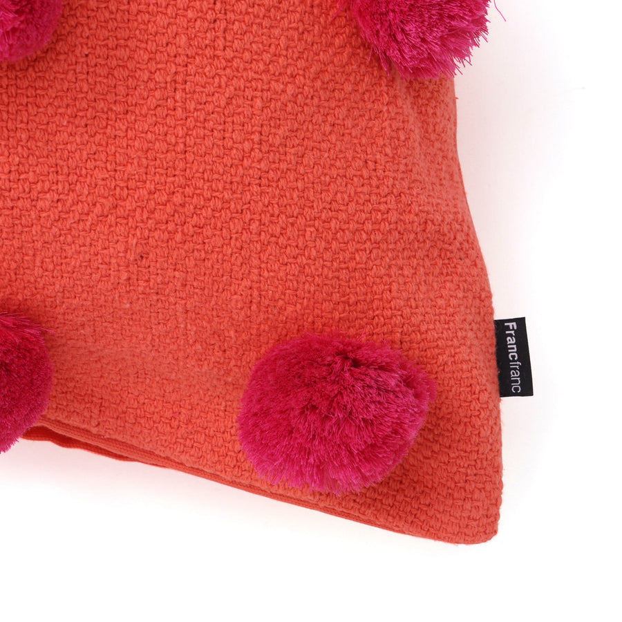 バイカラーポンポン クッションカバー 450×450 オレンジ×パープル（079）