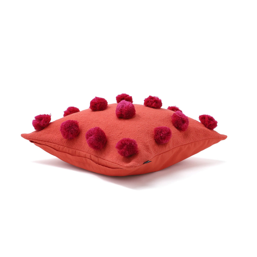 バイカラーポンポン クッションカバー 450×450 オレンジ×パープル（079）