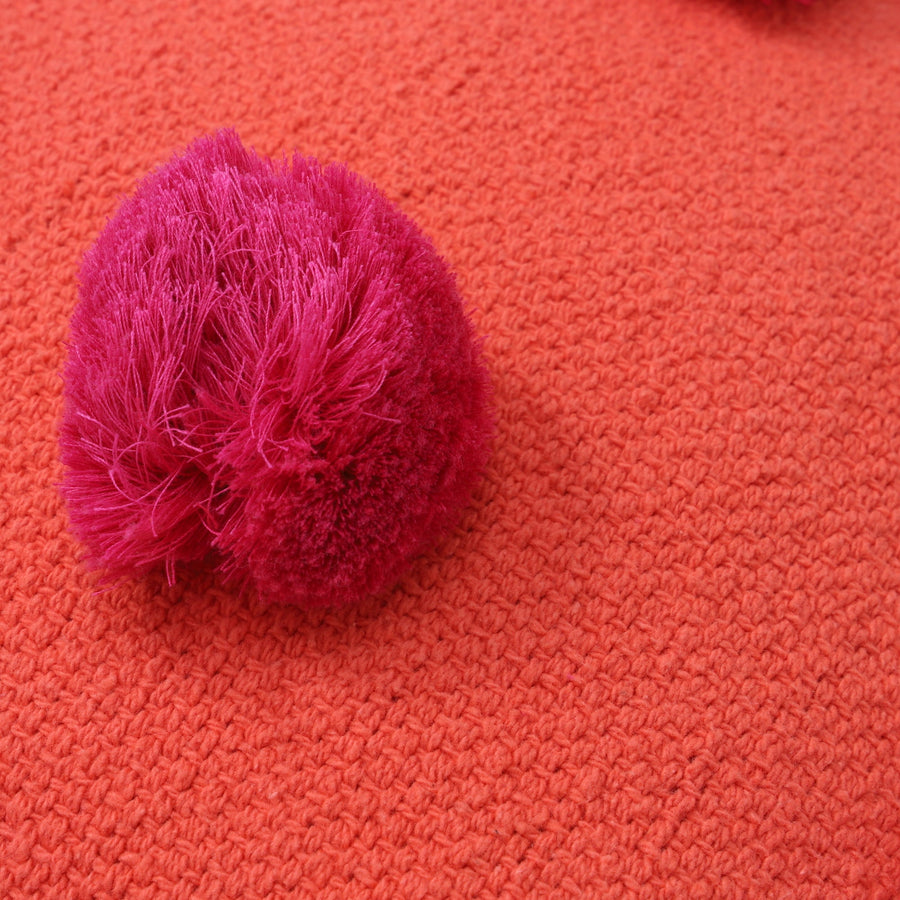 バイカラーポンポン クッションカバー 450×450 オレンジ×パープル（079）