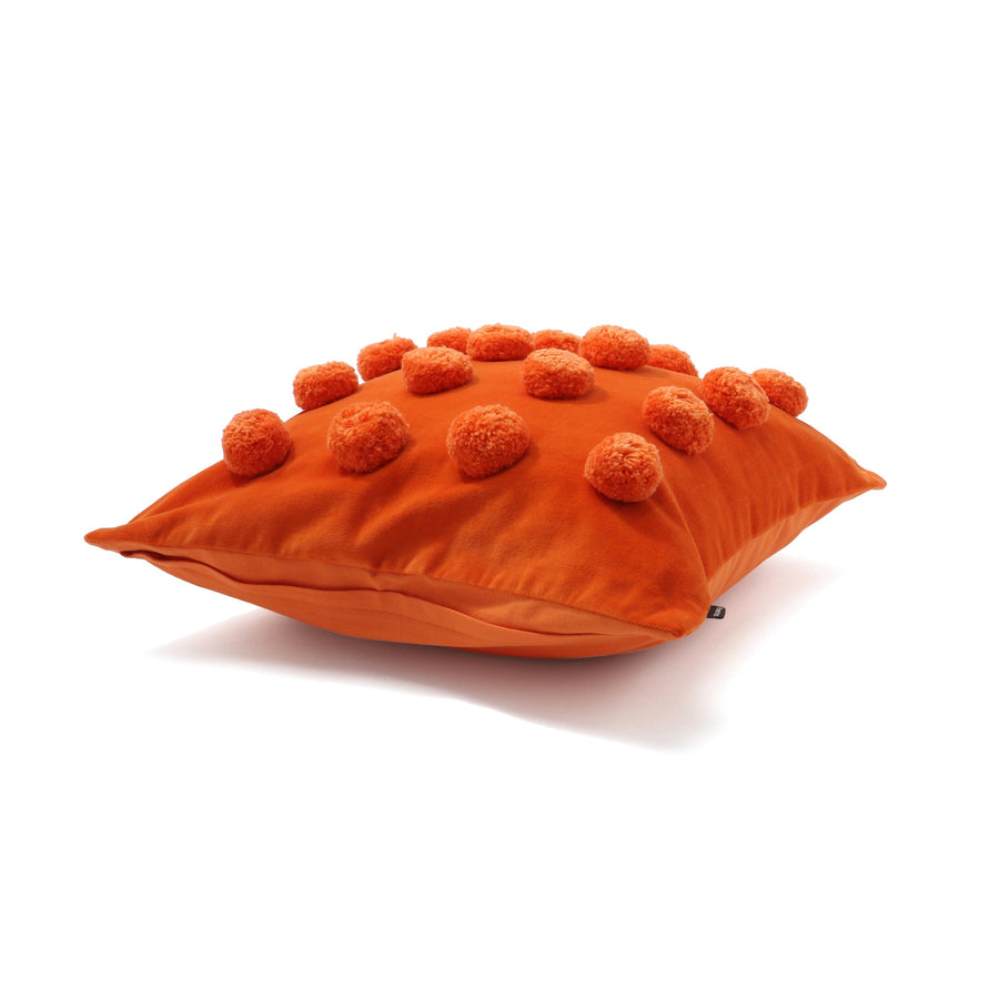 ベルベットポンポン クッションカバー 450×450 オレンジ（089）