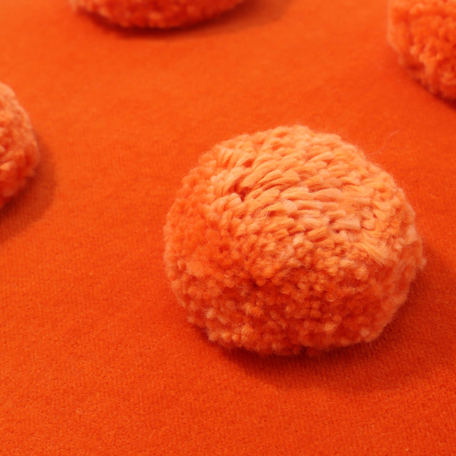 ベルベットポンポン クッションカバー 450×450 オレンジ（089）