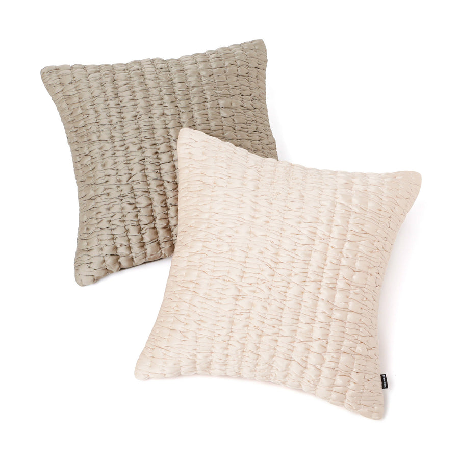 ソリッドギャザー クッションカバー 450×450 アイボリー（A-069）