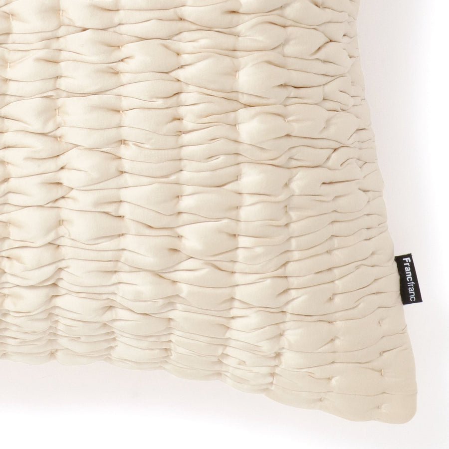 ソリッドギャザー クッションカバー 450×450 アイボリー（A-069）