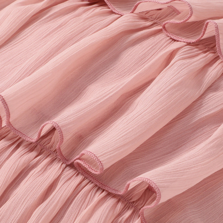 シフォンフリル クッションカバー 450×450 ピンク（A-047）