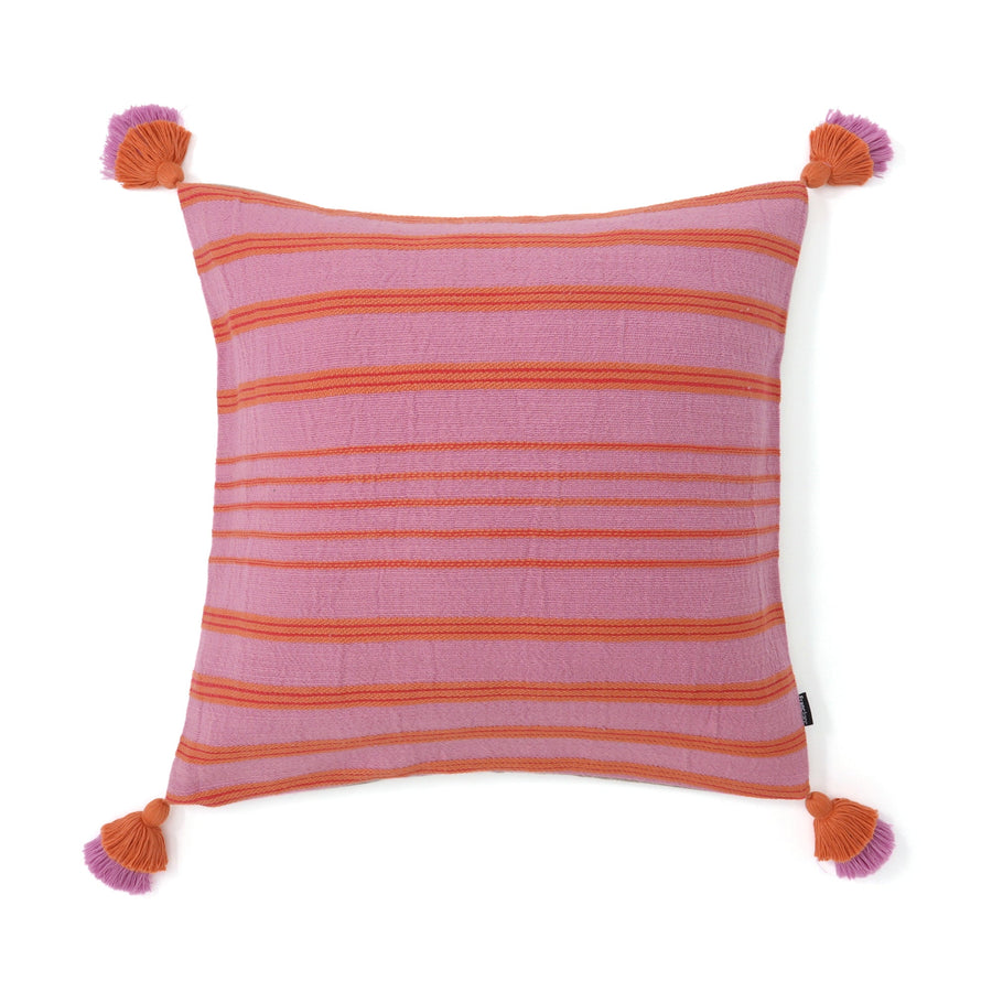 ウィーブストライプ クッションカバー 450×450 ピンク×オレンジ（044）