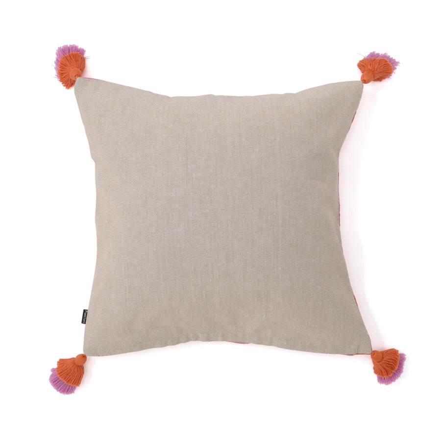 ウィーブストライプ クッションカバー 450×450 ピンク×オレンジ（044）