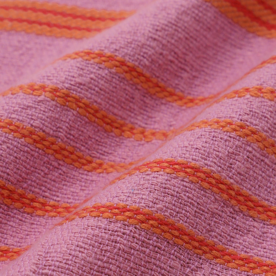 ウィーブストライプ クッションカバー 450×450 ピンク×オレンジ（044）