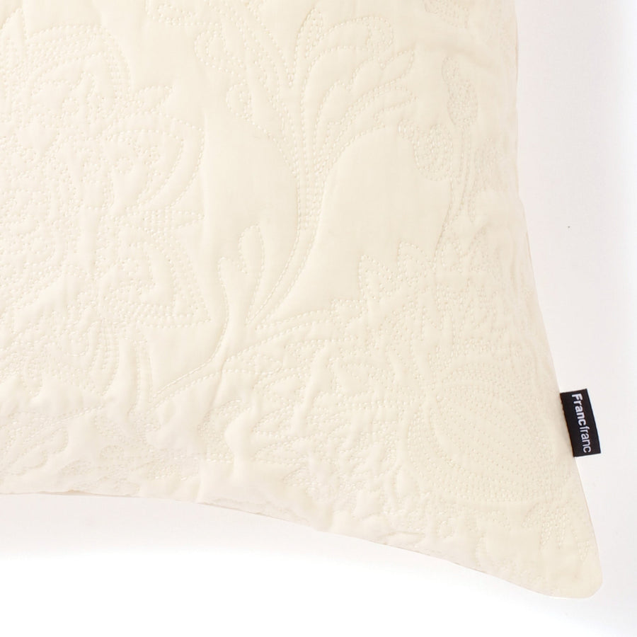 ダマスクキルト クッションカバー 450×450 ホワイト（095）