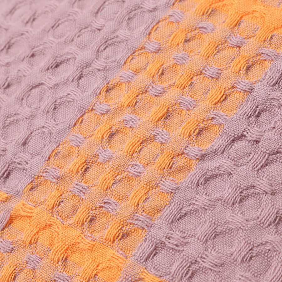 ワッフルチェック クッションカバー 450×450 オレンジ×パープル（070）