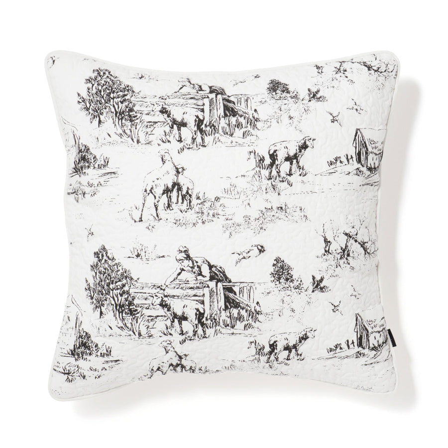 ジュイキルト クッションカバー 450×450 ホワイト×ブラック（142）