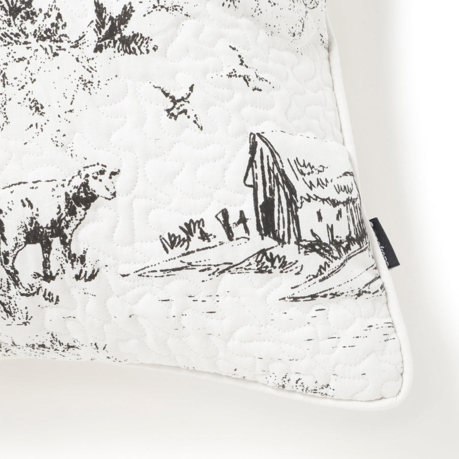 ジュイキルト クッションカバー 450×450 ホワイト×ブラック（142）