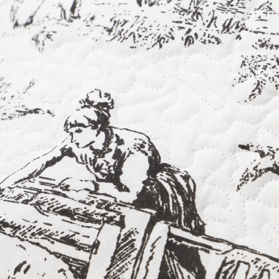 ジュイキルト クッションカバー 450×450 ホワイト×ブラック（142）