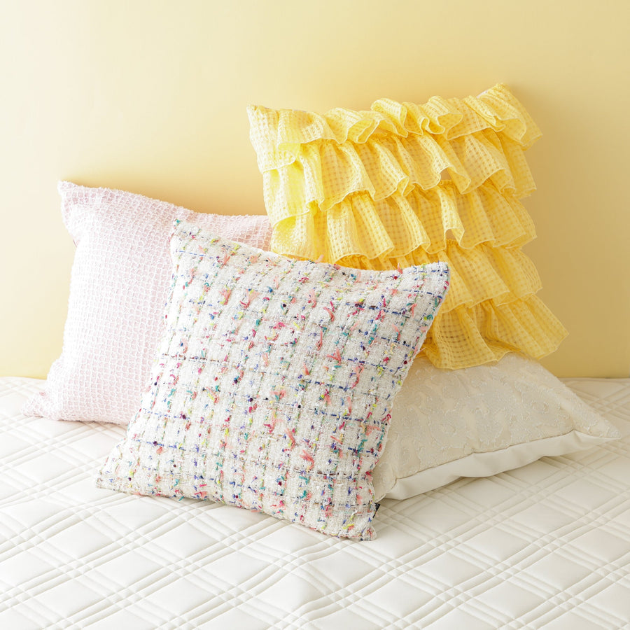 JQフラワー クッションカバー 450×450 アイボリー×シルバー（B-091）