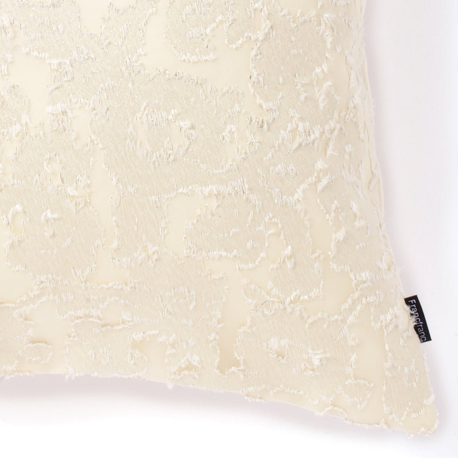 JQフラワー クッションカバー 450×450 アイボリー×シルバー（B-091）