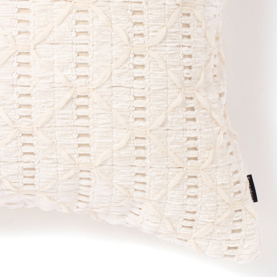 シェニールリボン クッションカバー 450×450 アイボリー（031）