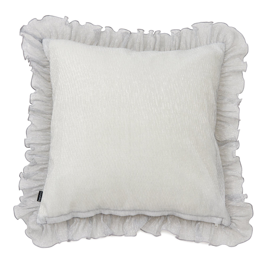 シャイニーフリル クッションカバー 450×450 シルバー（A-024）