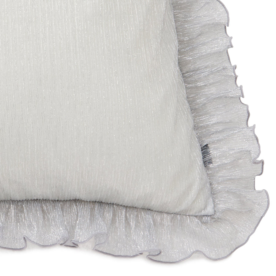 シャイニーフリル クッションカバー 450×450 シルバー（A-024）