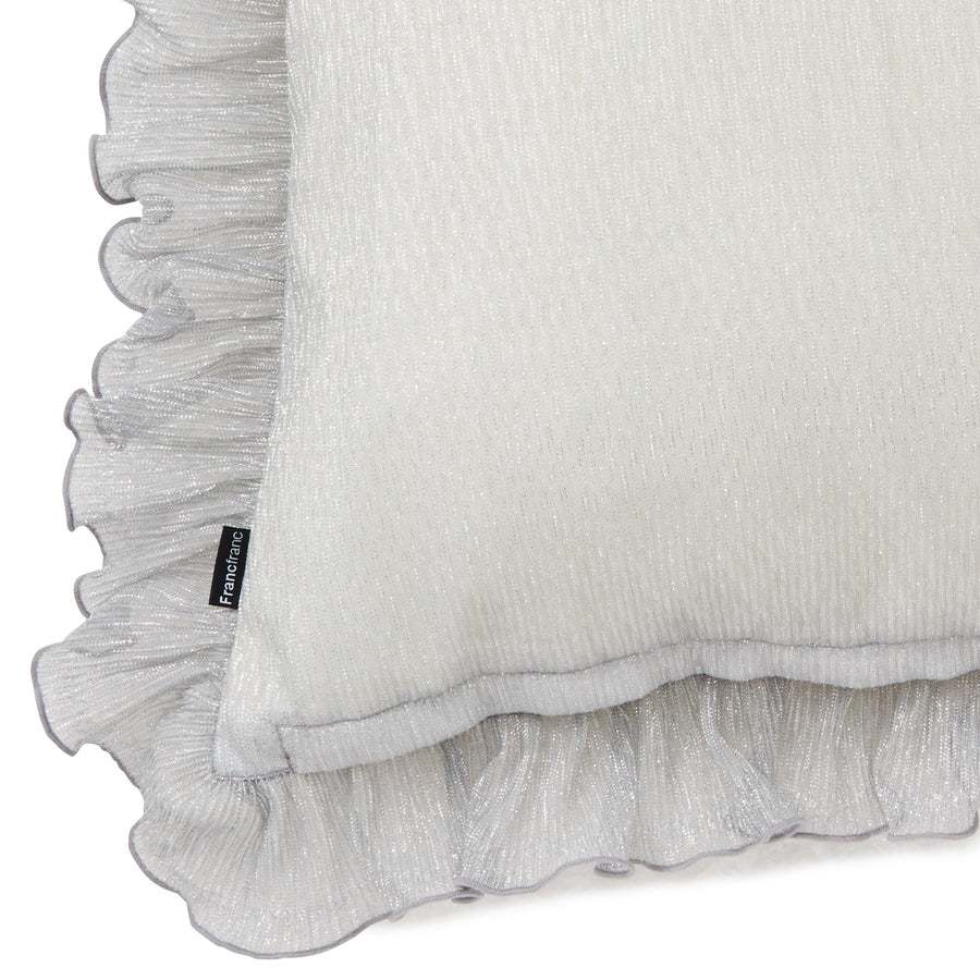 シャイニーフリル クッションカバー 450×450 シルバー（A-024）