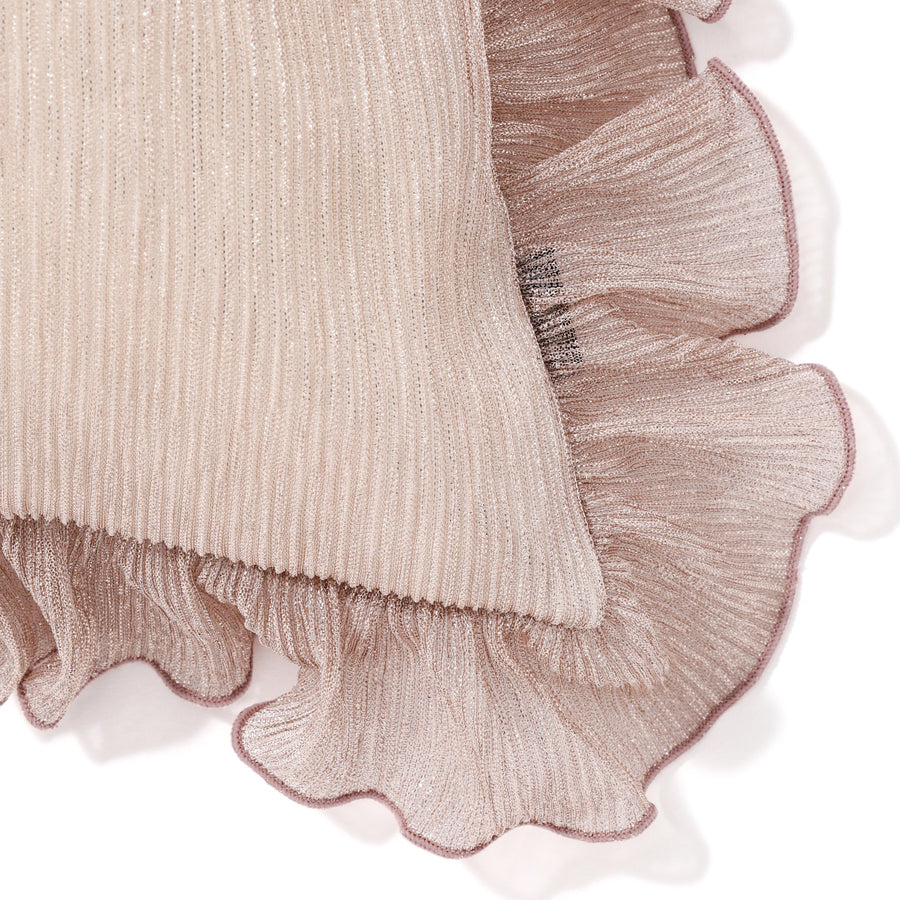 シャイニーフリル クッションカバー 450×450 ライトピンク（A-025）