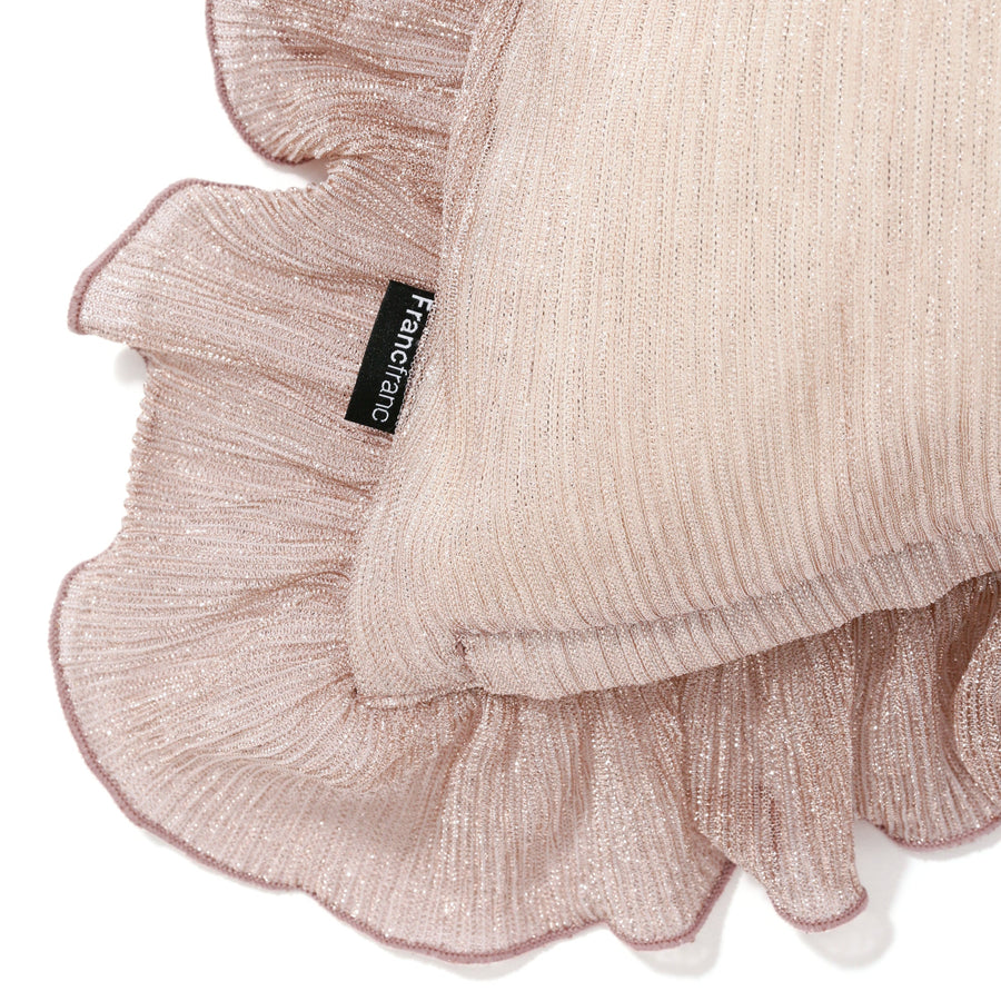 シャイニーフリル クッションカバー 450×450 ライトピンク（A-025）