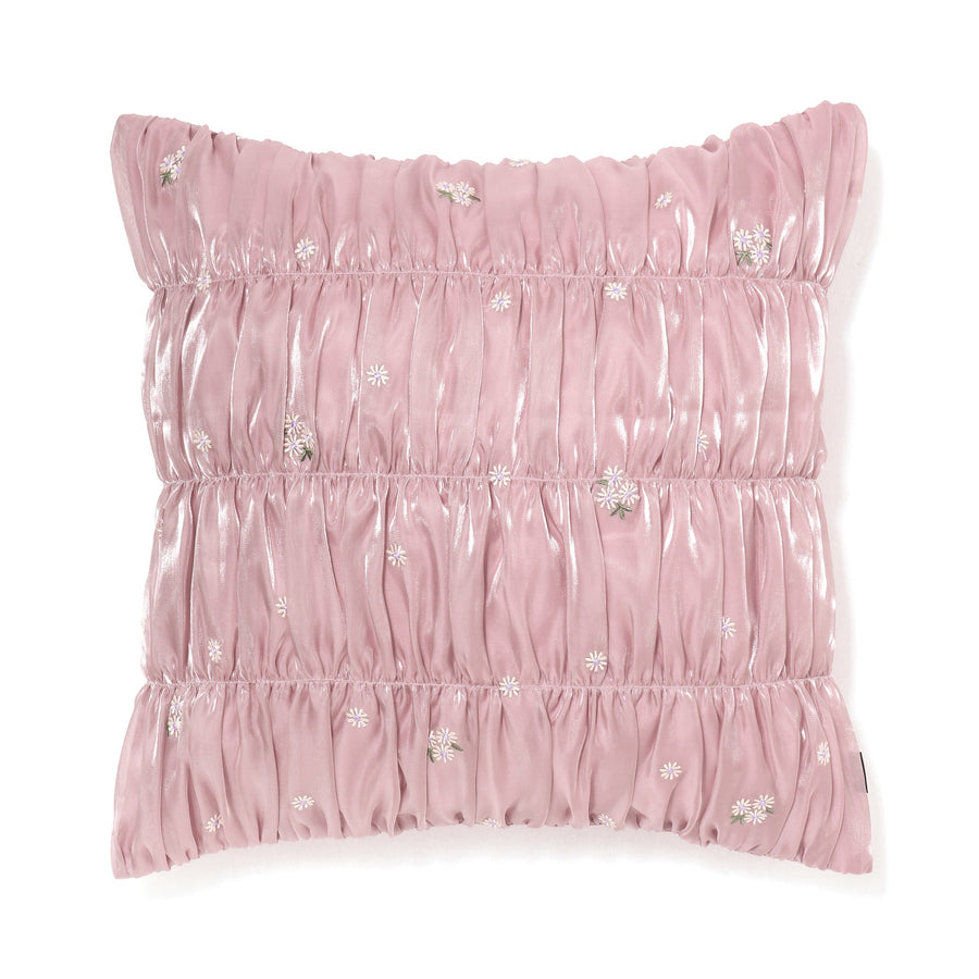 ギャザーEMBフラワー クッションカバー 450×450 パープル（048）