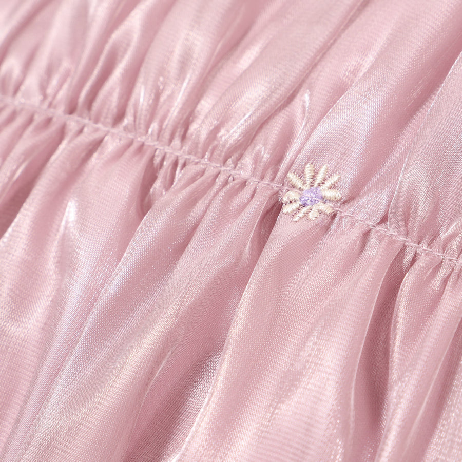 ギャザーEMBフラワー クッションカバー 450×450 パープル（048）