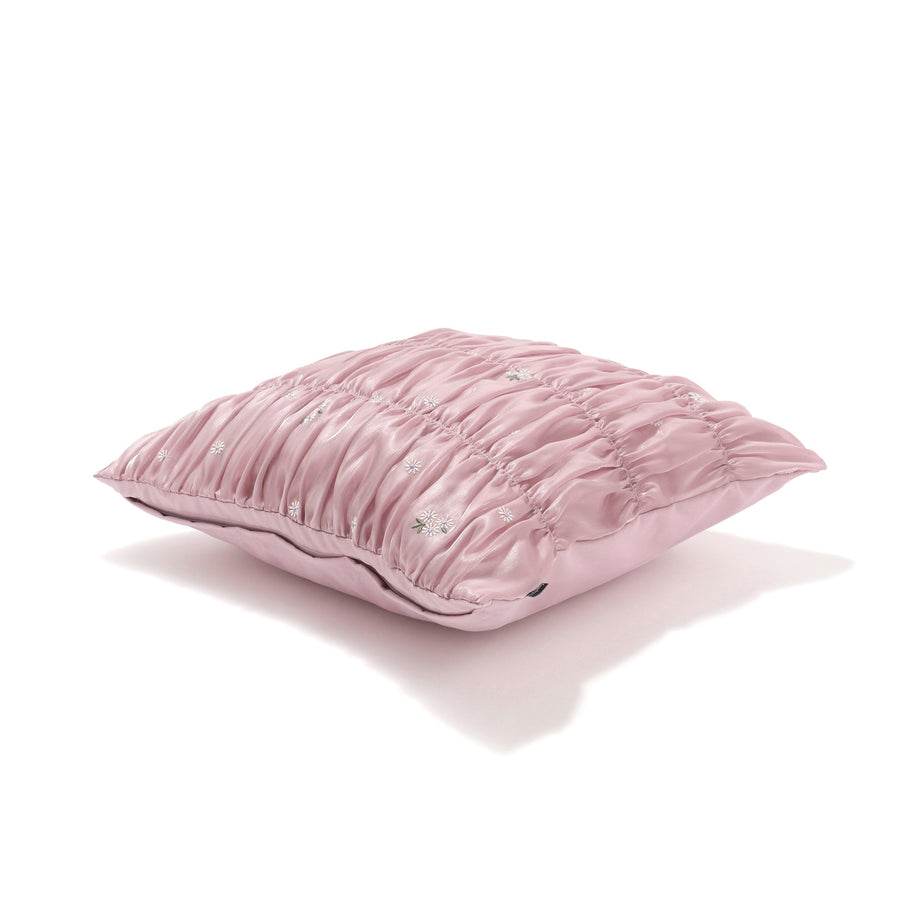 ギャザーEMBフラワー クッションカバー 450×450 パープル（048）