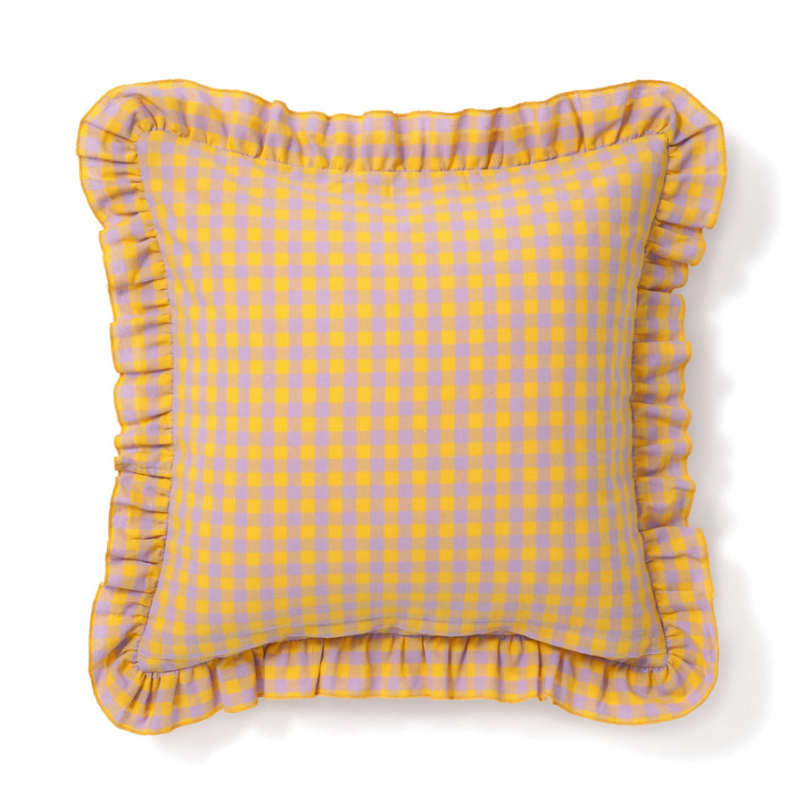 フリルEMB クッションカバー 450×450 イエロー×パープル（007）