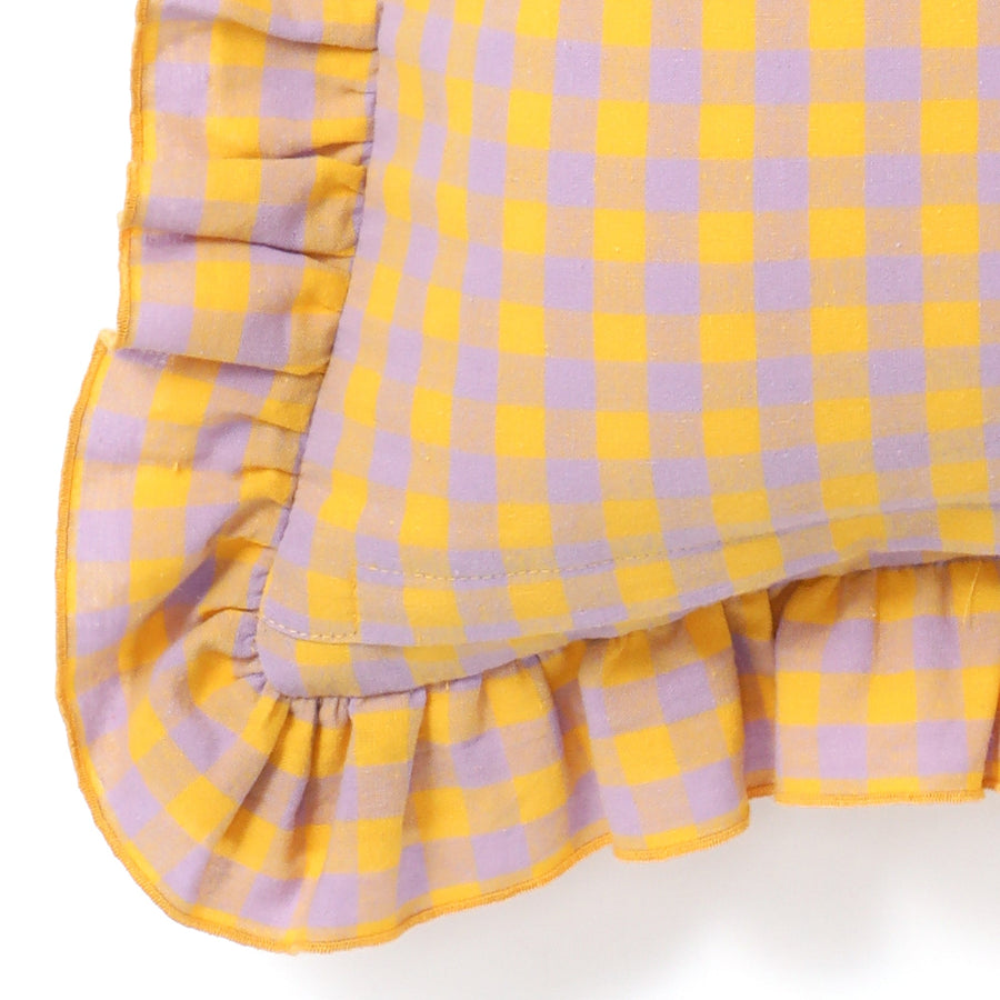 フリルEMB クッションカバー 450×450 イエロー×パープル（007）