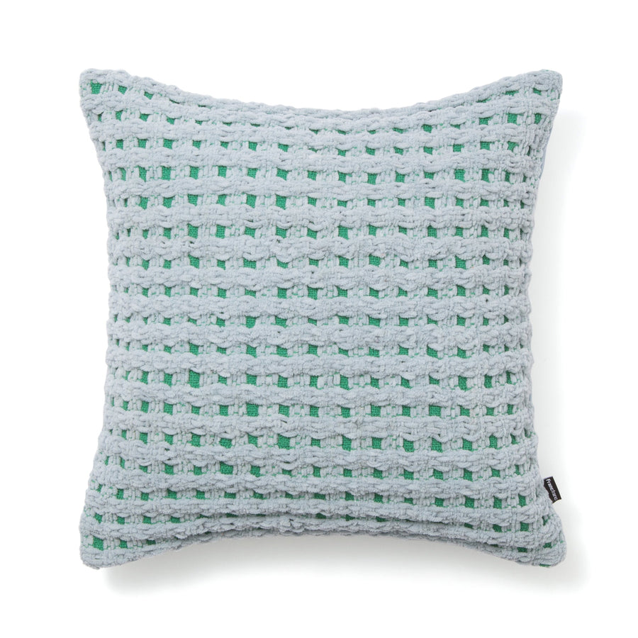 シェニールチェック クッションカバー 45×45 ブルー（B-099）