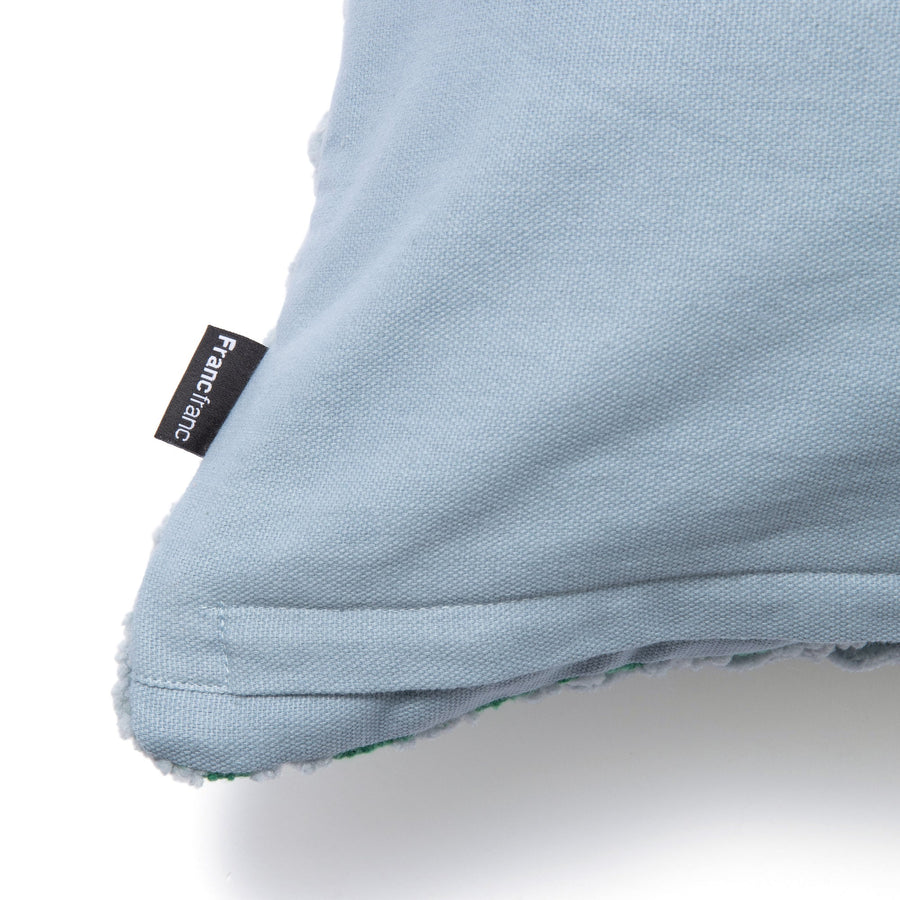 シェニールチェック クッションカバー 45×45 ブルー（B-099）