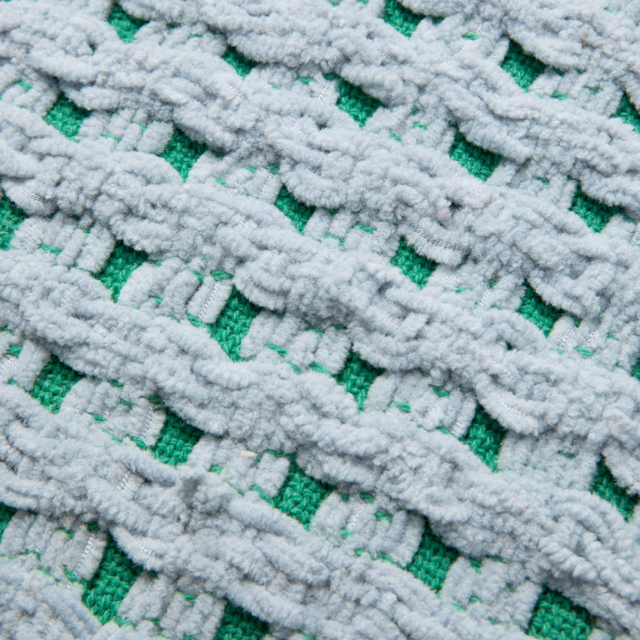 シェニールチェック クッションカバー 45×45 ブルー（B-099）