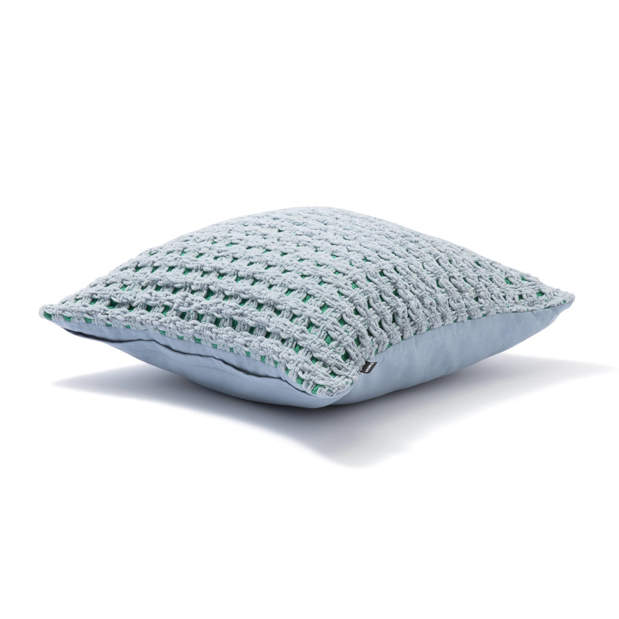 シェニールチェック クッションカバー 45×45 ブルー（B-099）