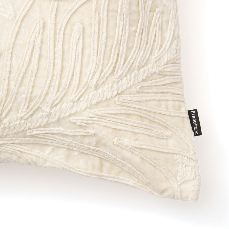 ボタニカルEMB クッションカバー 45×45 ホワイト（044）