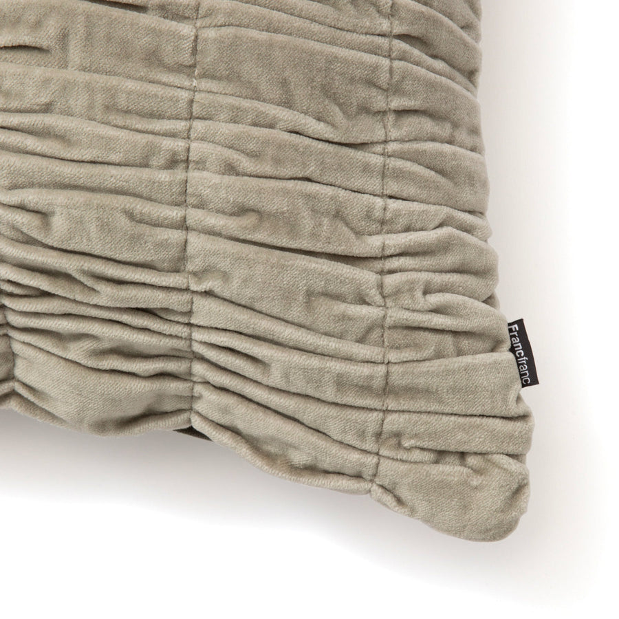 ベルベットギャザー クッションカバー 45×45 グリーン（100）