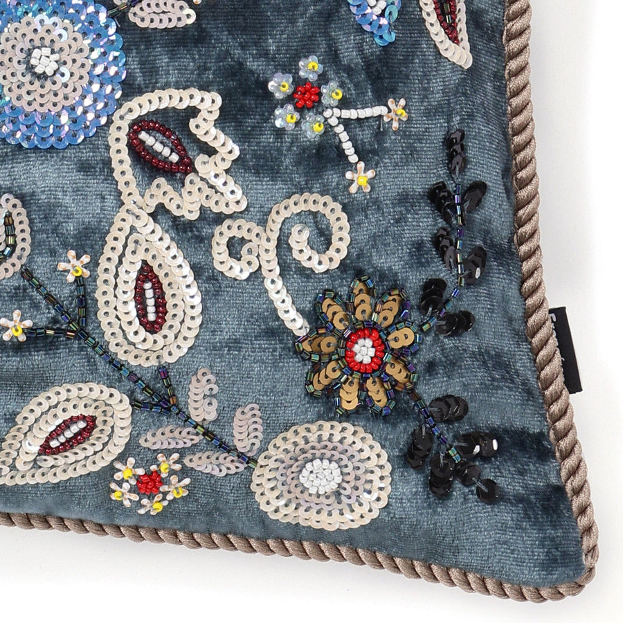 EMBガーデン クッションカバー 25×40 ブルー（120）