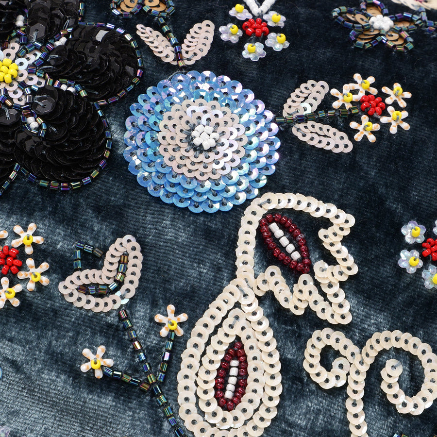 EMBガーデン クッションカバー 25×40 ブルー（120）