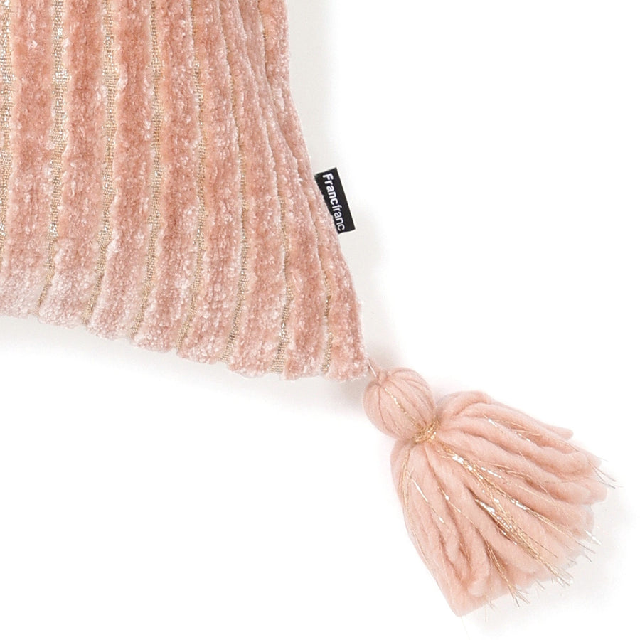 シェニールストライプ クッションカバー 45×45 ピンク（057）