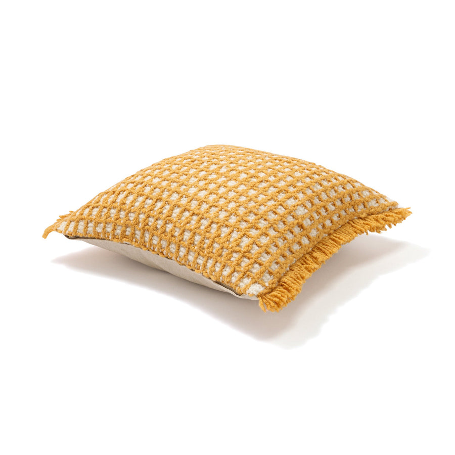 ワッフルフリンジ クッションカバー 45×45 イエロー（084）