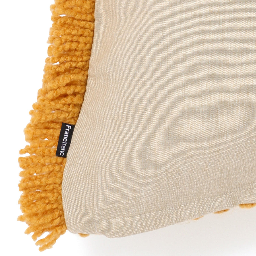 ワッフルフリンジ クッションカバー 45×45 イエロー（084）